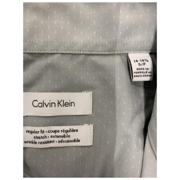 NEW Calvin Klein Mens Short Sleeve shirt regular fit small 14/14.5 grey - Picture 2 of 2